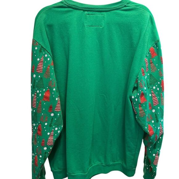 NWOT Holidays Women’s Green Christmas with Red Bow Print Sleeves Sweatshirt- XL - Picture 5 of 6